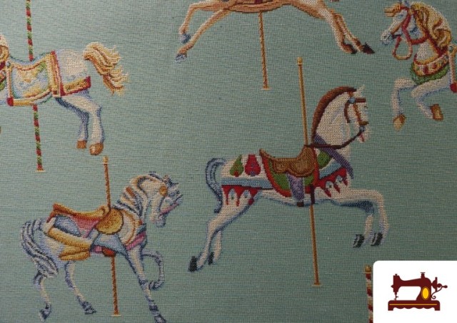 Vente de Tissu Gobelin Tissé Chevaux de Fête Foraine