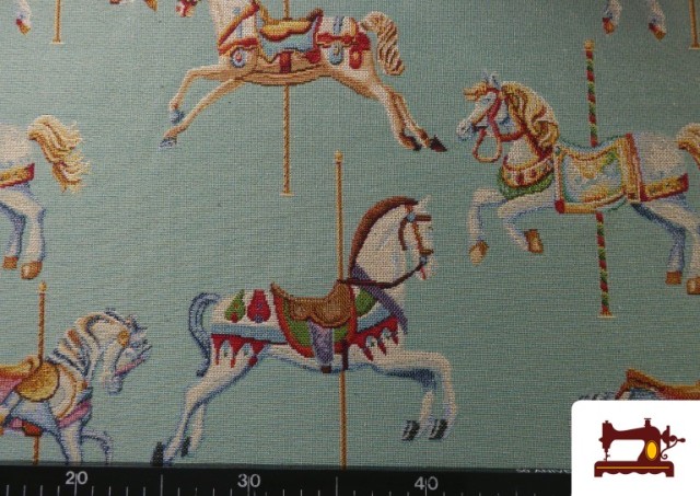 Acheter en ligne Tissu Gobelin Tissé Chevaux de Fête Foraine