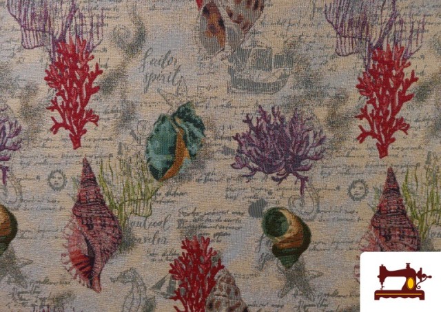 Acheter Tissu Gobelin Tissé Coquillages Marins