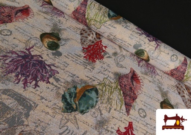 Tissu Gobelin Tissé Coquillages Marins