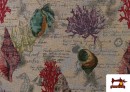 Vente de Tissu Gobelin Tissé Coquillages Marins