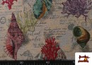 Acheter en ligne Tissu Gobelin Tissé Coquillages Marins