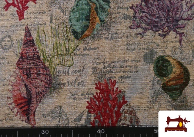 Acheter en ligne Tissu Gobelin Tissé Coquillages Marins