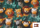 Vente de Tissu Coton Animaux de la Jungle 3D Multicolore Enfant