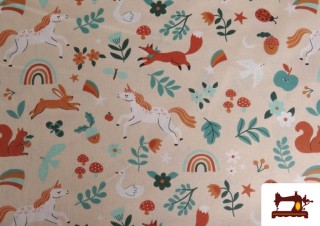 Acheter Tissu Coton Licornes et Animaux Enfant