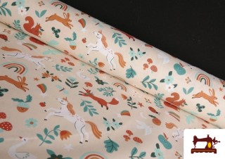 Tissu Coton Licornes et Animaux Enfant