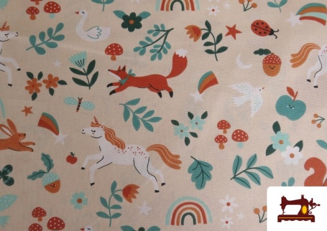 Vente de Tissu Coton Licornes et Animaux Enfant