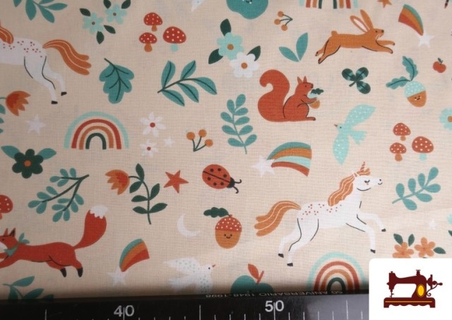 Acheter en ligne Tissu Coton Licornes et Animaux Enfant