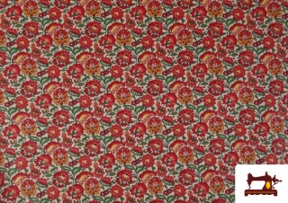 Acheter Tissu Coton Floral Classique couleur Rouge