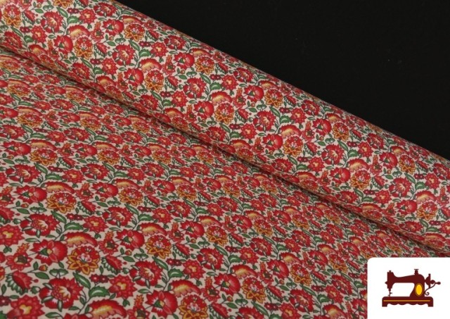 Vente de Tissu Coton Floral Classique couleur Rouge