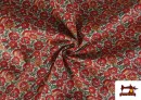 Tissu Coton Floral Classique couleur Rouge