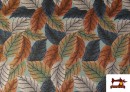 Acheter Tissu Gobelin Tissé Imprimé Feuilles couleur Bronzé