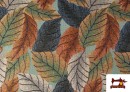 Acheter en ligne Tissu Gobelin Tissé Imprimé Feuilles couleur Bronzé