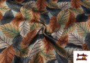 Tissu Gobelin Tissé Imprimé Feuilles couleur Bronzé