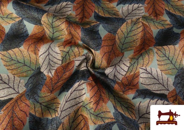 Tissu Gobelin Tissé Imprimé Feuilles couleur Bronzé