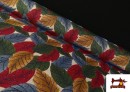 Tissu Gobelin Tissé Imprimé Feuilles couleur Rouge