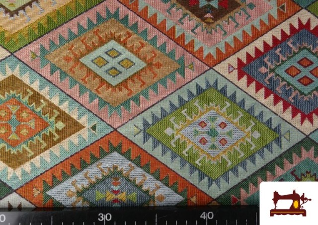 Acheter en ligne Tissu Gobelin Tissé Losanges Ethniques