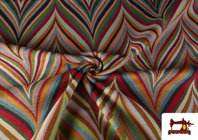 Vente en ligne de Tissu Gobelin Tissé Multicolore Zig-Zag couleur Rouge