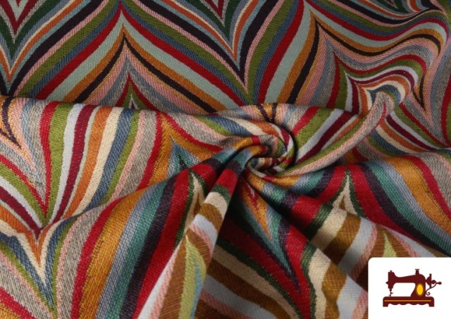 Tissu Gobelin Tissé Multicolore Zig-Zag couleur Rouge