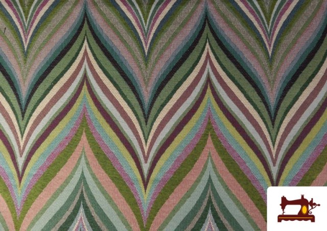 Acheter Tissu Gobelin Tissé Multicolore Zig-Zag couleur Vert
