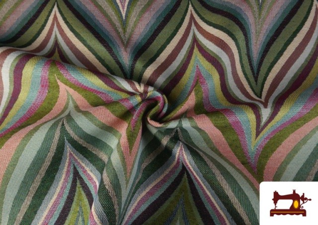 Acheter en ligne Tissu Gobelin Tissé Multicolore Zig-Zag couleur Vert