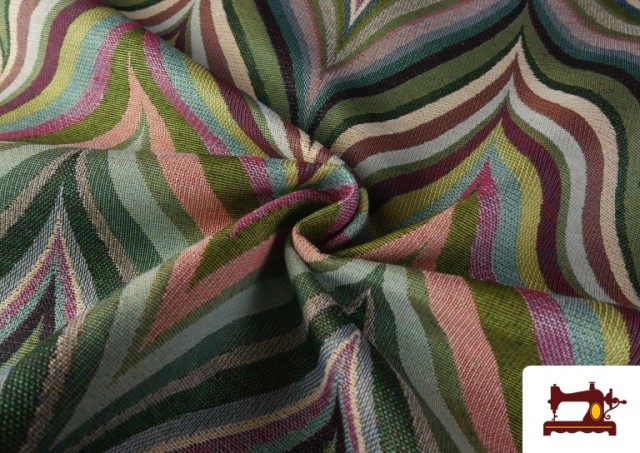 Vente en ligne de Tissu Gobelin Tissé Multicolore Zig-Zag couleur Vert