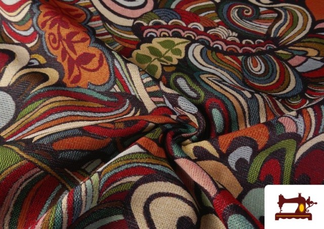 Tissu Gobelin Tissé Imprimé Multicolore