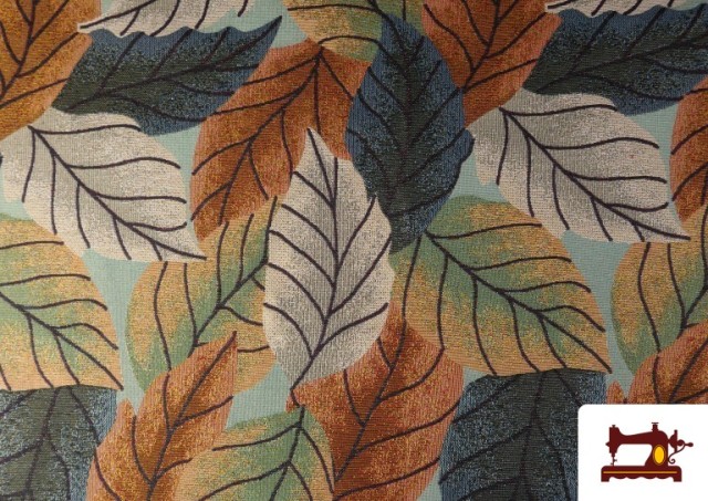 Acheter Tissu Gobelin Tissé Imprimé Feuilles couleur Bronzé