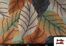 Acheter en ligne Tissu Gobelin Tissé Imprimé Feuilles couleur Bronzé