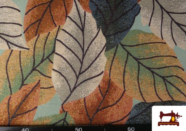 Acheter en ligne Tissu Gobelin Tissé Imprimé Feuilles couleur Bronzé