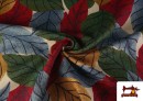 Vente de Tissu Gobelin Tissé Imprimé Feuilles couleur Rouge