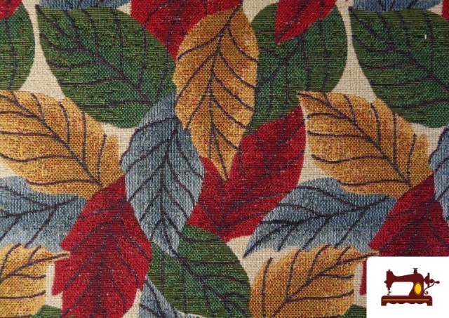 Acheter Tissu Gobelin Tissé Imprimé Feuilles couleur Rouge