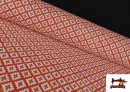 Vente de Tissu Gobelin Tissé à Motif Géométrique Multicolore couleur Orange