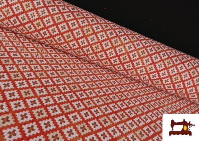 Vente de Tissu Gobelin Tissé à Motif Géométrique Multicolore couleur Orange