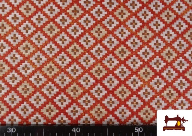 Vente en ligne de Tissu Gobelin Tissé à Motif Géométrique Multicolore couleur Orange