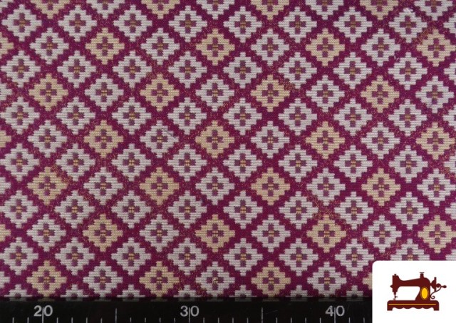 Vente de Tissu Gobelin Tissé à Motif Géométrique Multicolore couleur Fuchsia