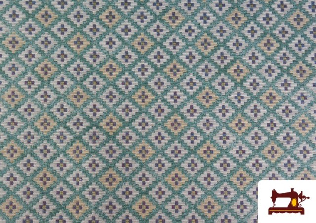 Tissu Gobelin Tissé à Motif Géométrique Multicolore couleur Vert mer