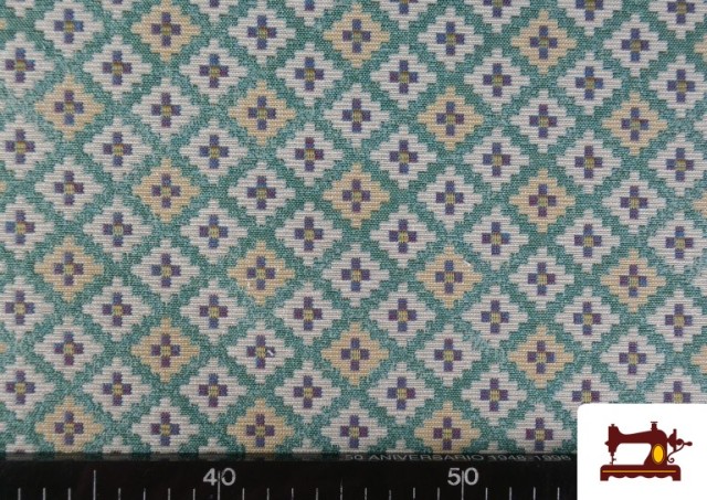 Tissu Gobelin Tissé à Motif Géométrique Multicolore couleur Vert mer