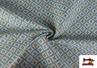 Acheter Tissu Gobelin Tissé à Motif Géométrique Multicolore couleur Vert mer