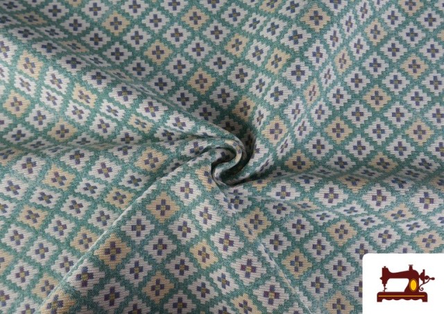 Acheter Tissu Gobelin Tissé à Motif Géométrique Multicolore couleur Vert mer