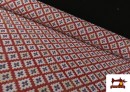 Tissu Gobelin Tissé à Motif Géométrique Multicolore couleur Rouge