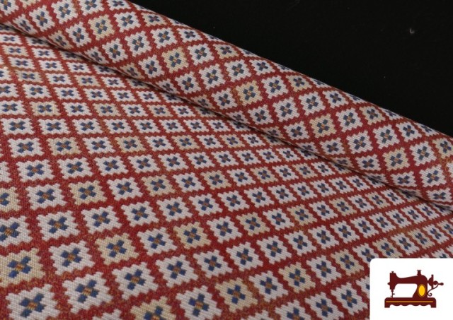 Tissu Gobelin Tissé à Motif Géométrique Multicolore couleur Rouge