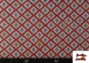 Vente de Tissu Gobelin Tissé à Motif Géométrique Multicolore couleur Rouge