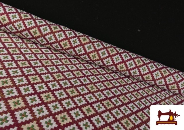 Acheter en ligne Tissu Gobelin Tissé à Motif Géométrique Multicolore couleur Rouge