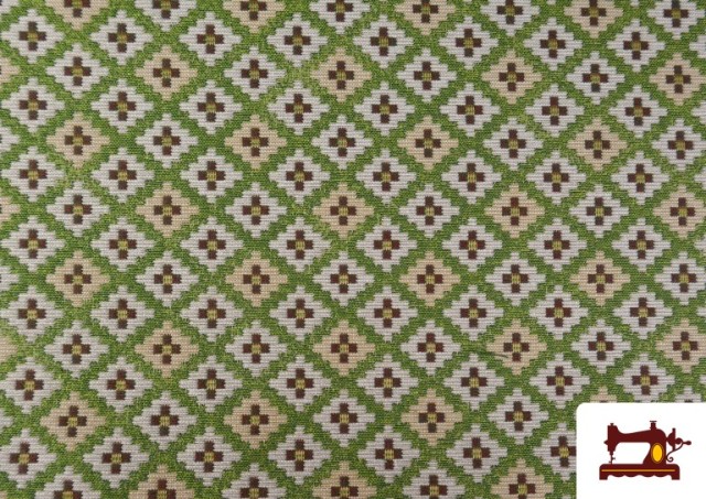 Vente en ligne de Tissu Gobelin Tissé à Motif Géométrique Multicolore couleur Vert