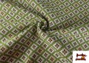 Tissu Gobelin Tissé à Motif Géométrique Multicolore couleur Vert