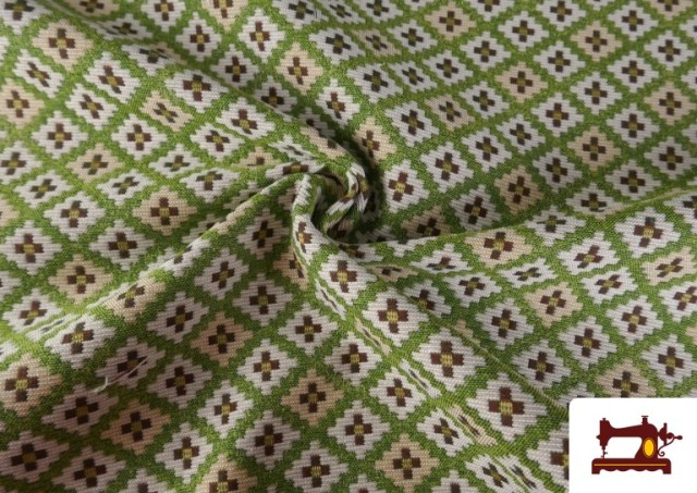 Tissu Gobelin Tissé à Motif Géométrique Multicolore couleur Vert
