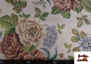 Acheter en ligne Tissu Gobelin Tissé à Motif Floral Romantique