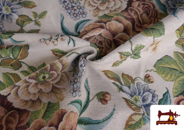 Tissu Gobelin Tissé à Motif Floral Romantique
