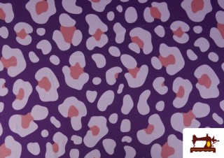 Acheter Tissu Maille T-Shirt Léopard Multicolore couleur Violet foncé
